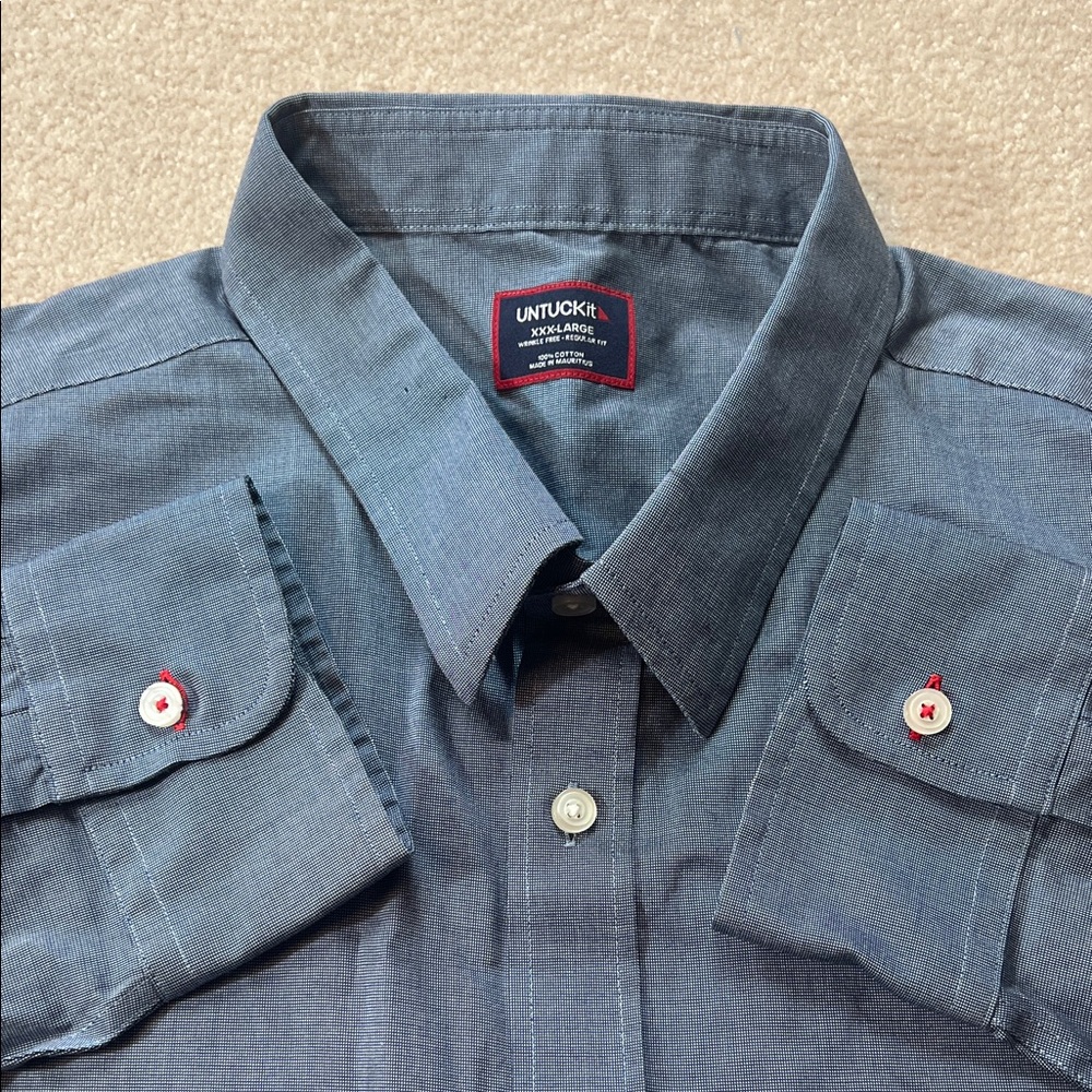 UNTUCKit XXX Large Wrinkle Free‎ Regular Fit Blue Chambray Button Down Shirt Men